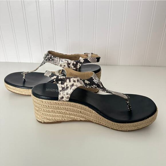 Michael Kors Laney Saffiano Leather Espadrille Wedge Sandals in Snake Print (11) - Picture 6 of 14